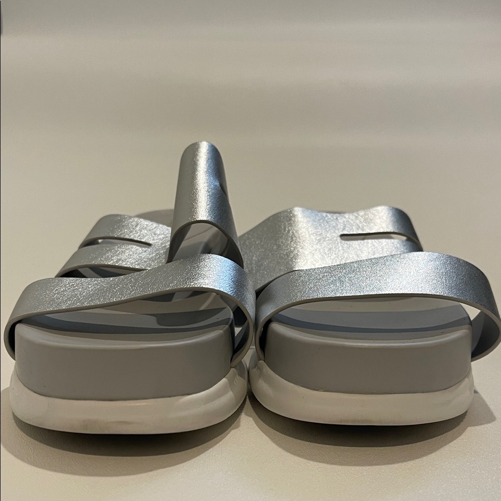 Cole Haan Zerogrand Metallic Silver Slide Sandals - Women's - Picture 3 of 6